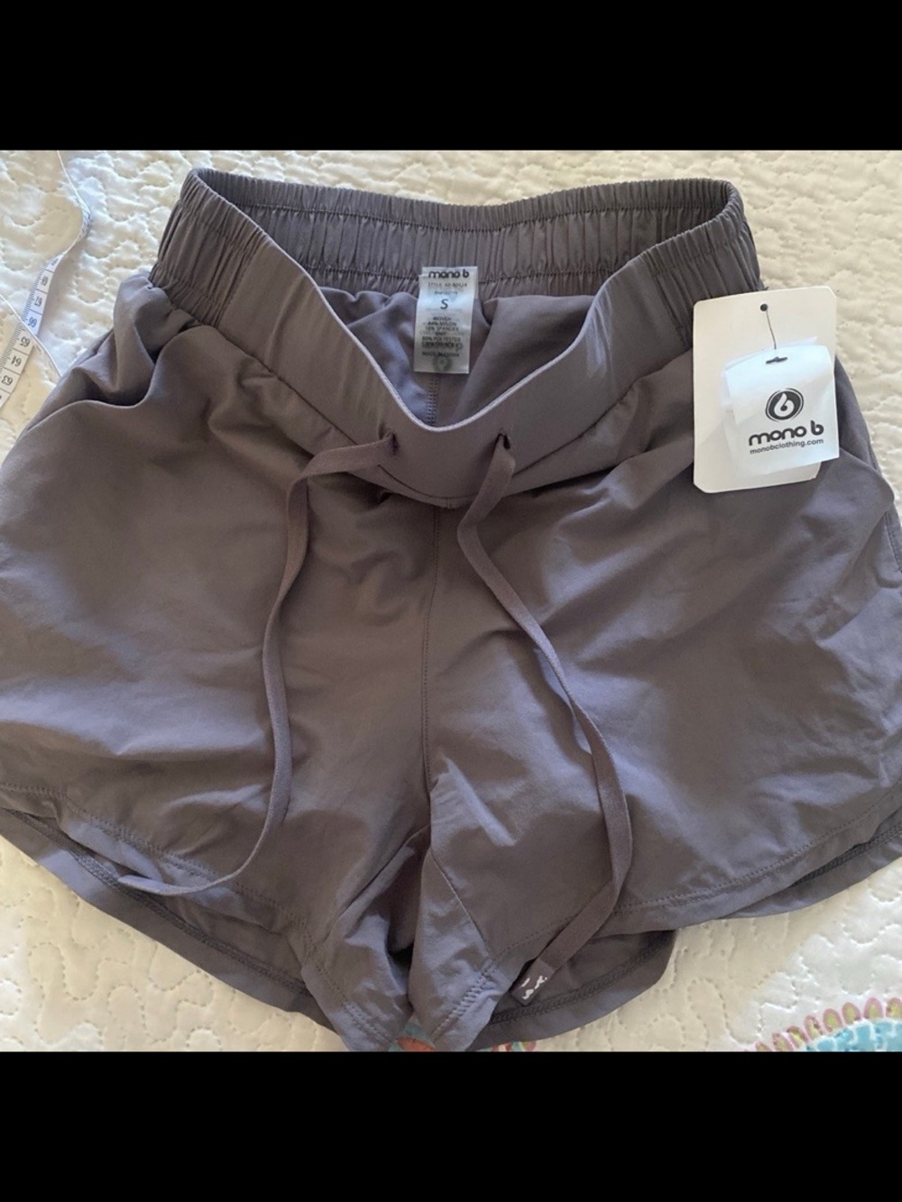 Mono B Athletic Drawstring Shorts in Taupe